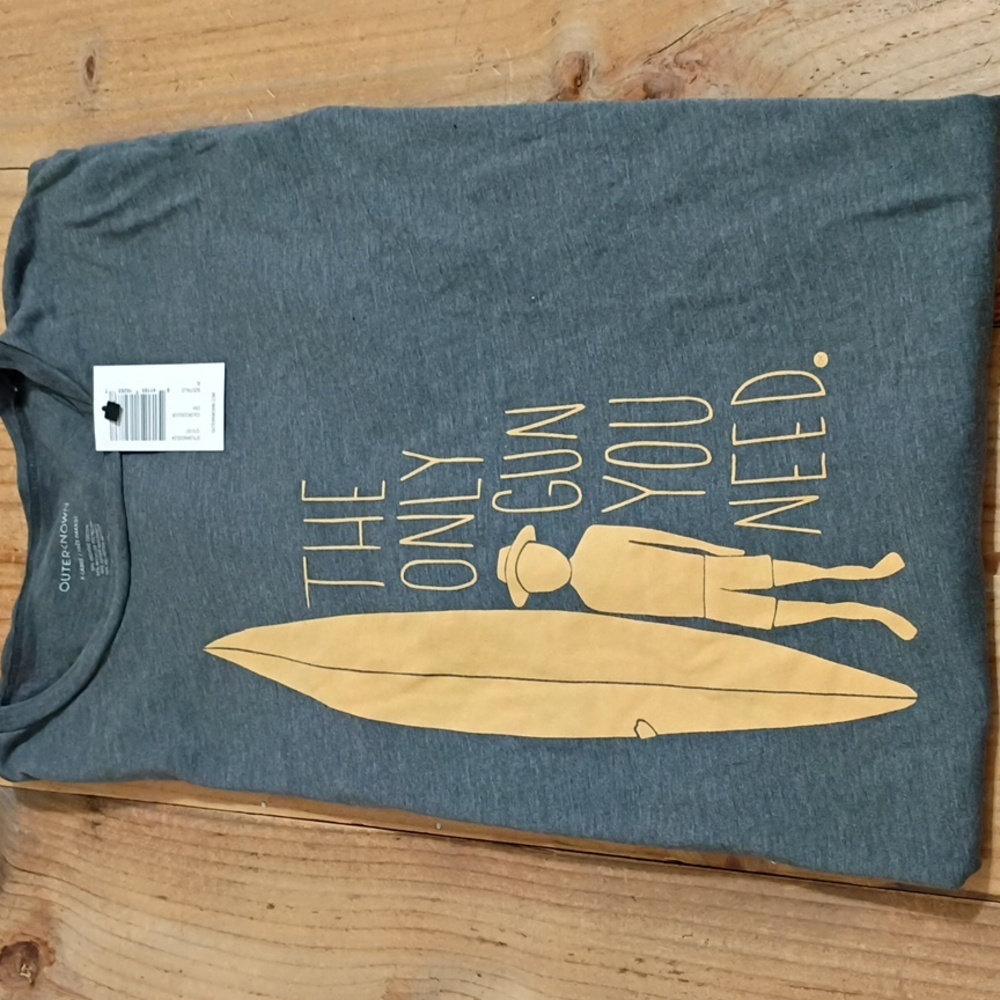 Outerknown Gray Men's T-Shirt The Only Gun You Need Size XL - Picture 6 of 6